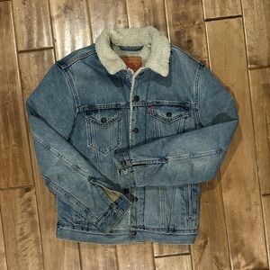 Levi's Blue Denim Jacket with Cream Sherpa Collar